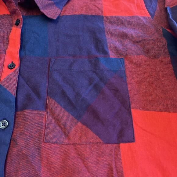 K. Jordan Womens Flannel Top Sz 5X Red Purple Blue Plaid Cabincore Fallcore - Picture 6 of 9
